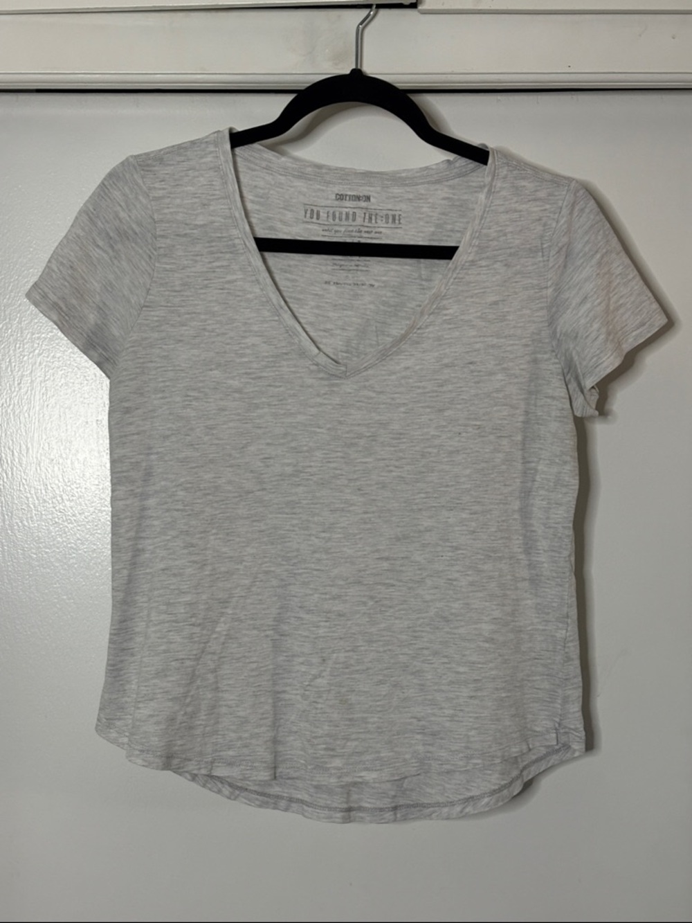 Cotton On Light Gray V-Neck Short Sleeve Tee